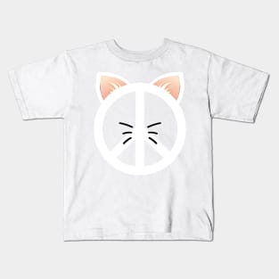 Vintage Peace Cat Sign White Hippie T-shirt Kids T-Shirt